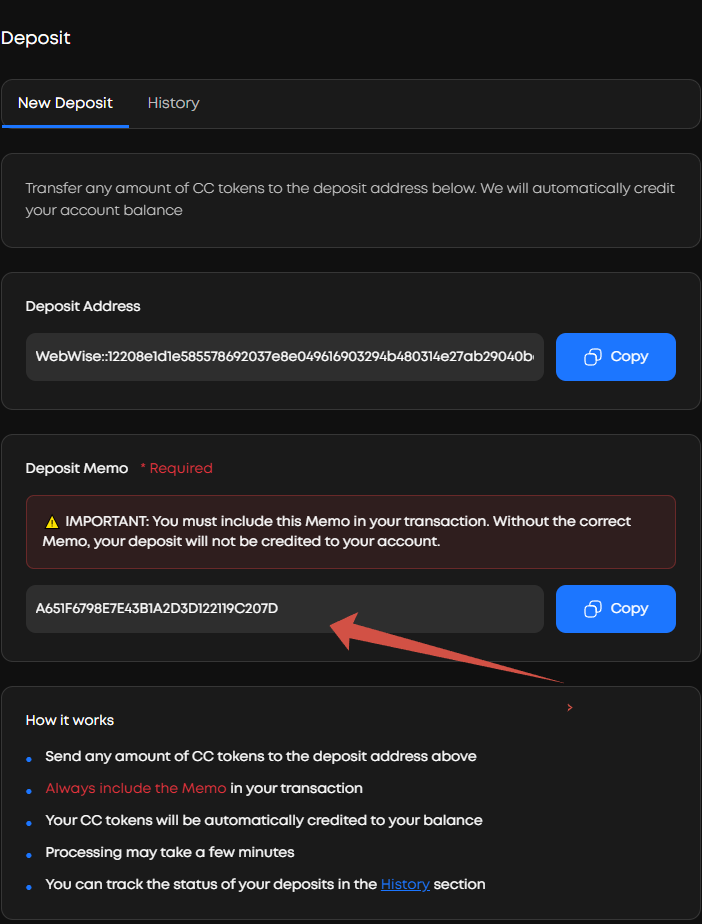 Deposit Confirmation